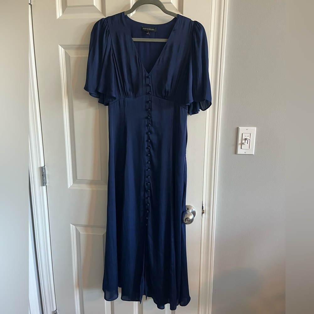Navy Satin Dress